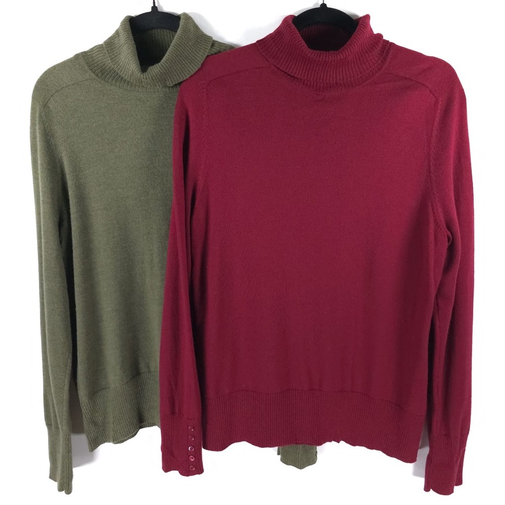 VICTOR ALFARO 100% WOOL SET 2 Pieces Turtleneck Knit Pullover Sweater Size XL